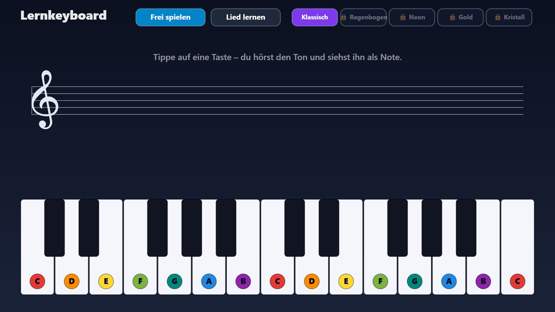 Lernkeyboard mit Liniensystem